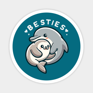 Dolphin and Seal Besties Magnet